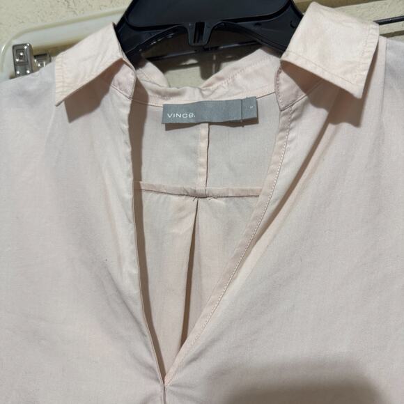 Vince Blush Pink Swing Front Pullover Blouse shirt popover Women's Small cotton - Picture 2 of 6